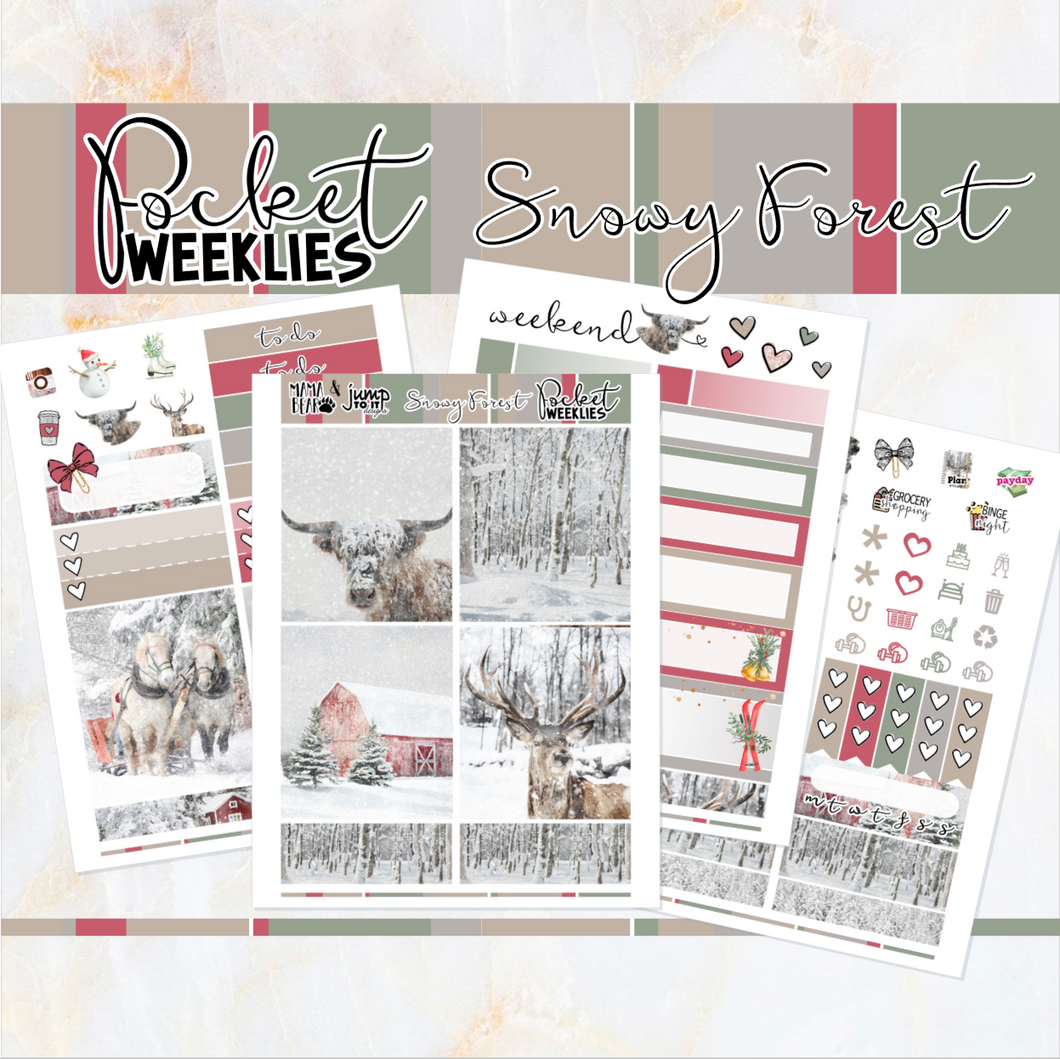 Snowy Forest - POCKET Mini Weekly Kit Planner stickers