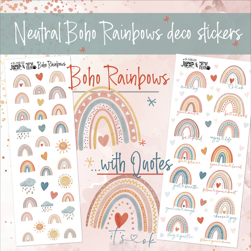 Boho Rainbows & Quotes Deco sheet - planner stickers          (S-109-22)(S-109-23)