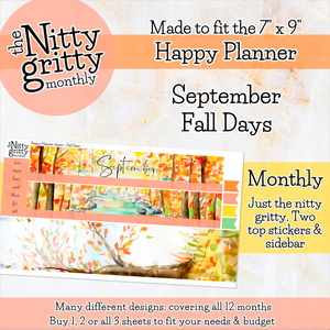 September Fall Days - The Nitty Gritty Monthly - Happy Planner Classic