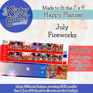 July Fireworks - The Nitty Gritty Monthly - Happy Planner Classic