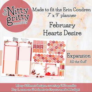 February Hearts Desire - The Nitty Gritty Monthly - Erin Condren Vertical Horizontal