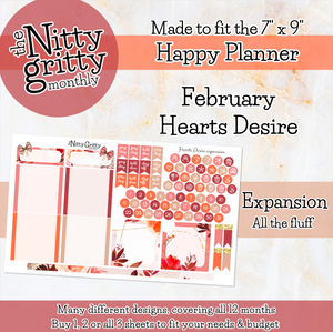 February Hearts Desire - The Nitty Gritty Monthly - Happy Planner Classic