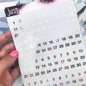 Foil Planner Stickers - DATE DOTS - Erin Condren Happy Planner B6 Hobo - month days