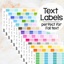 Load image into Gallery viewer, Text labels tabs colorful - perfect for foil scripts                (S-127+)