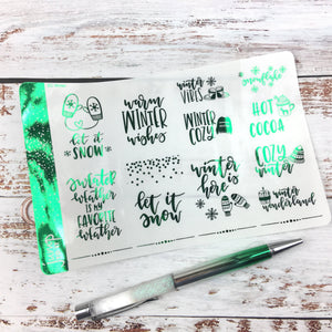Foil Planner Stickers - WINTER QUOTE full boxes - Erin Condren Happy Planner Big Mini B6 Hobo