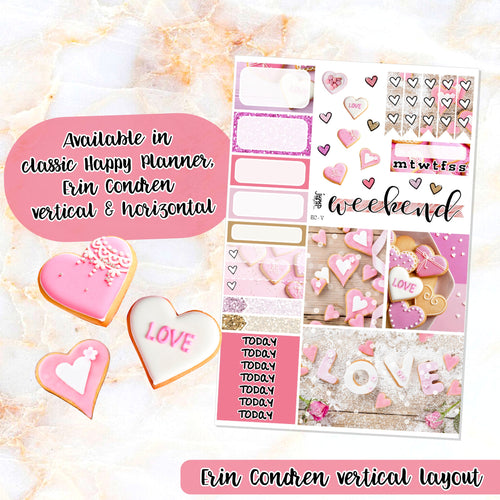 Valentine Love sampler stickers - for Happy Planner, Erin Condren Vertical and Horizontal Planners