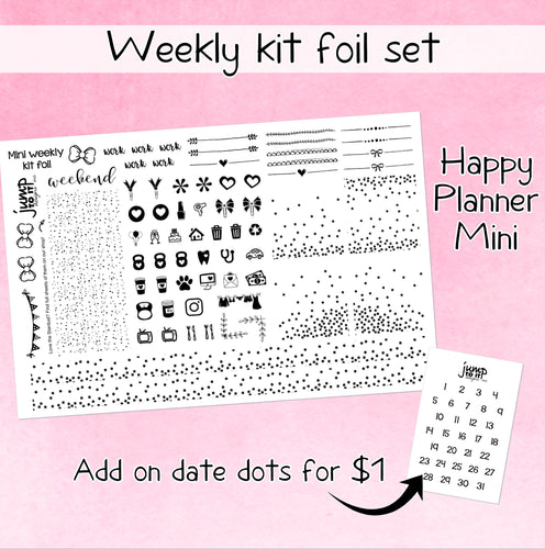 Foil Weekly kit layout - Happy Planner MINI kit stickers (F-111)