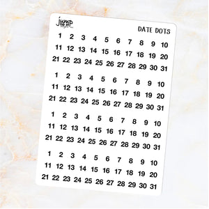 Foil Planner Stickers - DATE DOTS - Erin Condren Happy Planner B6 Hobo - month days