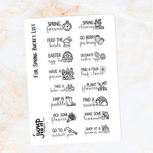 Foil - SPRING Bucket List planner stickers - Erin Condren Happy Planner B6 Hobo - April May activities