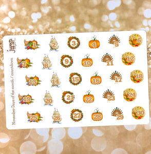 November Countdown / Days of the Month stickers                (S-100-11)