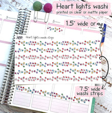 Load image into Gallery viewer, Heart Lights washi strips  - for Erin Condren Happy Planner Hobonichi - valentine love
