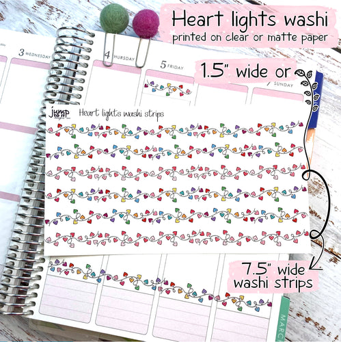 Heart Lights washi strips  - for Erin Condren Happy Planner Hobonichi - valentine love