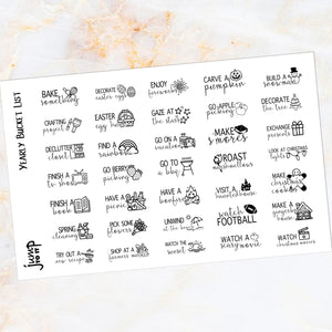 Foil Planner Stickers - Yearly Bucket List - Erin Condren Happy Planner B6 Hobo - celebration