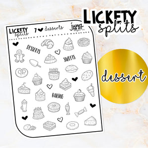 Foil - Lickety Splits - DESSERT - planner stickers Erin Condren Happy Planner B6 Hobo - food sweets