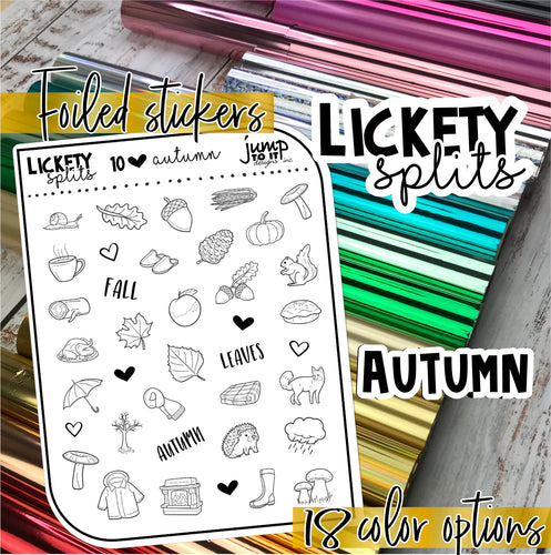 Foil - Lickety Splits - AUTUMN - planner stickers Erin Condren Happy Planner B6 Hobo - fall leaves