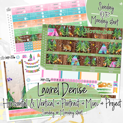 November Autumn Pines -for Laurel Denise Planner stickers - Portrait, Mini, Vertical, Horizontal & Project