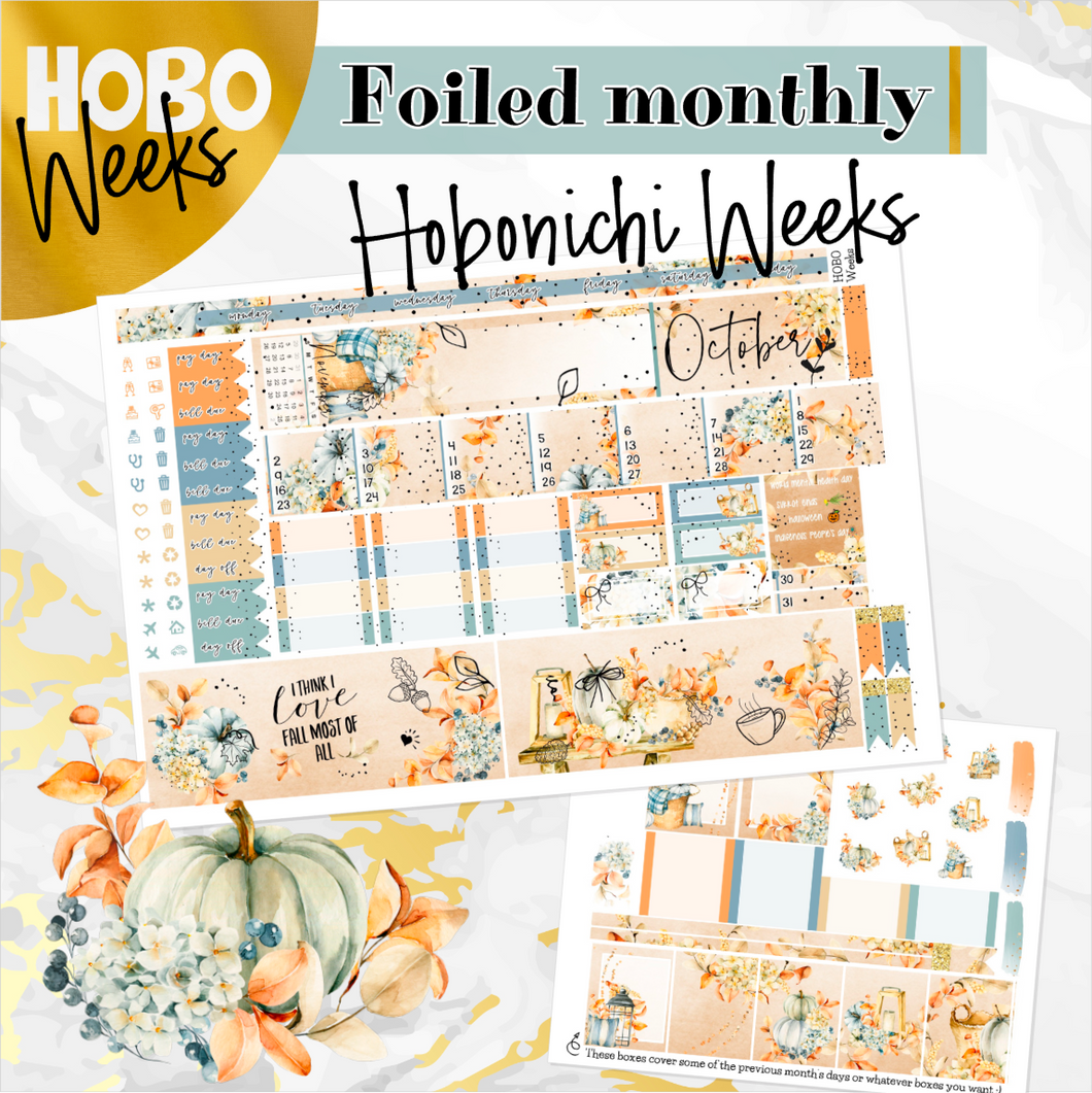 October Autumn Harmony FOILED monthly - Hobonichi Weeks personal planner