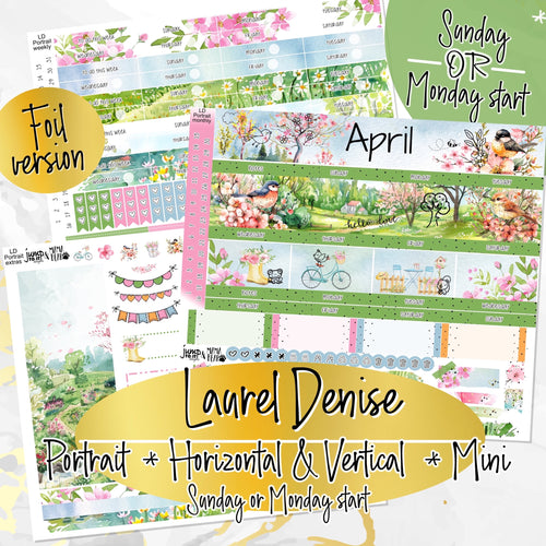 April Spring Fever FOIL -for Laurel Denise Planner stickers - Portrait, Mini, Vertical, Horizontal & Project