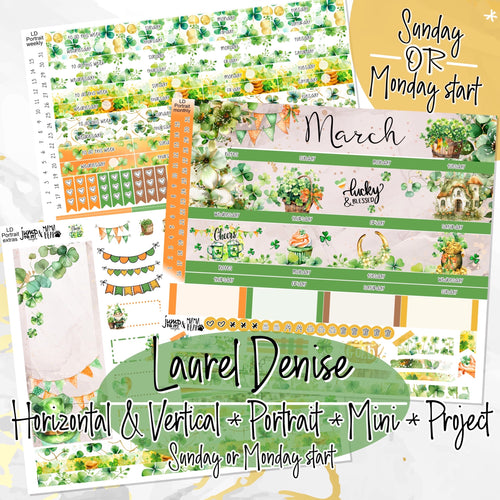 March Shamrock Dreams -for Laurel Denise Planner stickers - Portrait, Mini, Vertical, Horizontal & Project