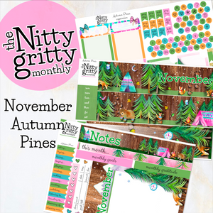 November Autumn Pines - The Nitty Gritty Monthly - Erin Condren Vertical Horizontal