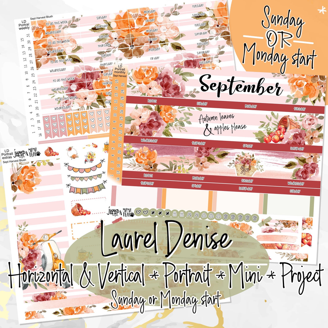 September Harvest Blush -for Laurel Denise Planner stickers - Portrait, Mini, Vertical, Horizontal & Project 4-Column)