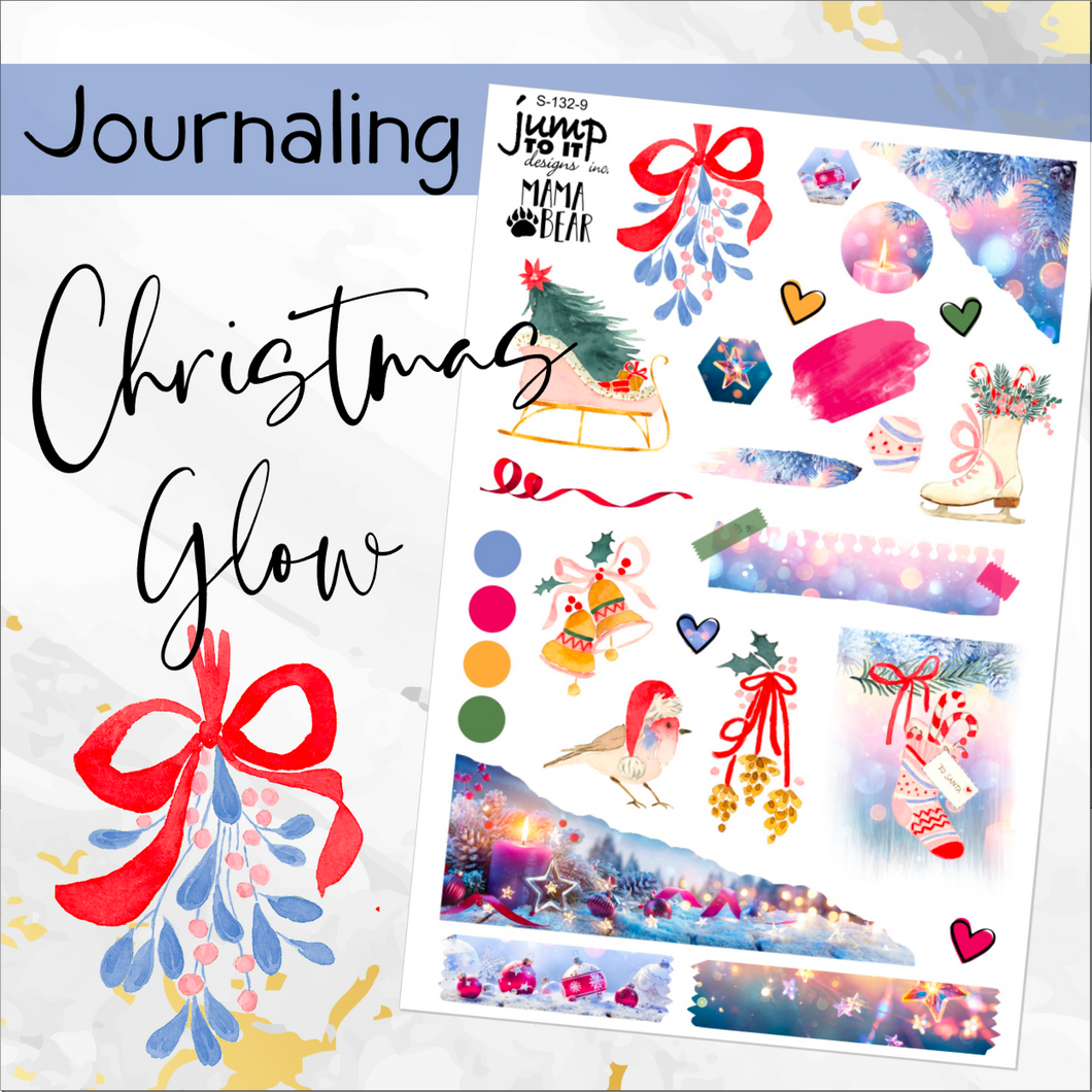 December Christmas Glow JOURNAL sheet - planner stickers          (S-132-9)