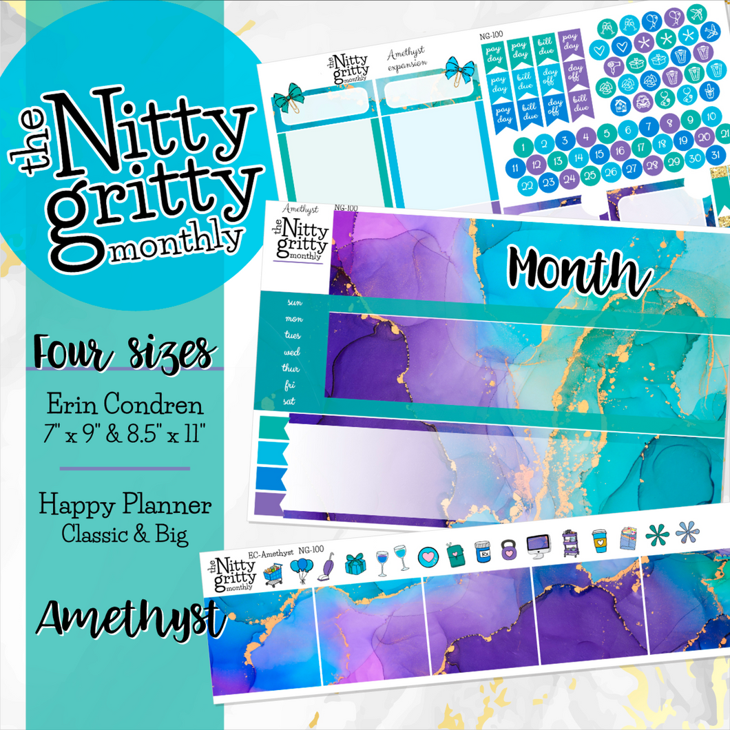 AMETHYST - The Nitty Gritty Monthly-Any Month-Erin Condren 7x9 8.5x11 Happy Planner Classic & Big