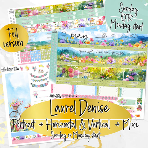 May Wild Flowers FOIL -for Laurel Denise Planner stickers - Portrait, Mini, Vertical, Horizontal & Project