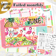 Load image into Gallery viewer, June Hello Summer FOILED monthly - Erin Condren Vertical Horizontal 7&quot;x9&quot;, Happy Planner Classic