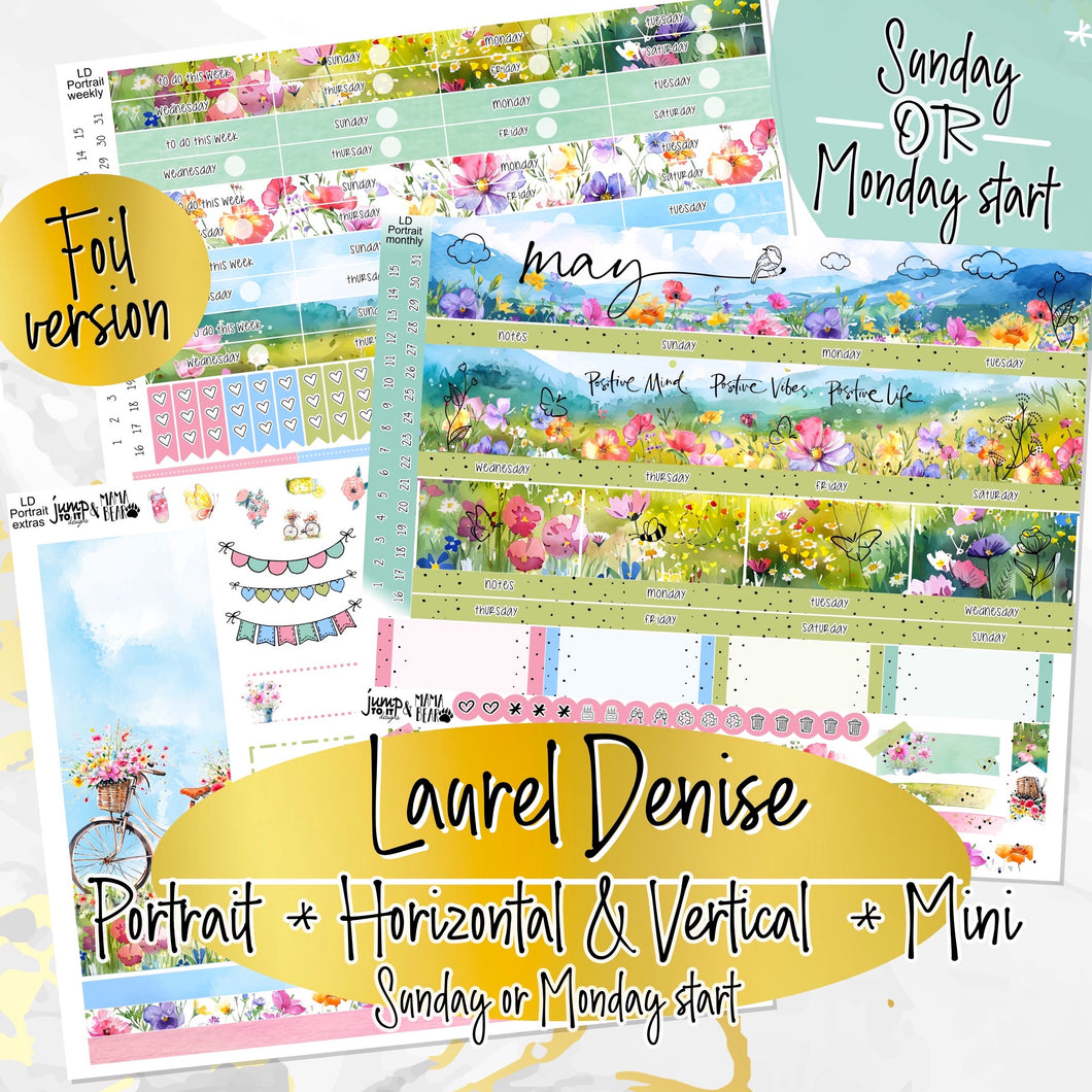 May Wild Flowers FOIL -for Laurel Denise Planner stickers - Portrait, Mini, Vertical, Horizontal & Project