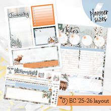 Load image into Gallery viewer, New Release January Snowy Hollow Notes monthly sticker -Erin Condren Vertical Horizontal 7"x9", Happy Planner Classic, Mini &amp; Big (Copy)