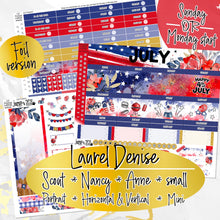 Load image into Gallery viewer, July Freedom FOIL -for Laurel Denise Planner stickers -Scout/Portrait, Anne/Vertical, Nancy/Horizontal, Small/Mini
