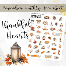 Load image into Gallery viewer, New Release November Thankful Hearts Deco sheet - planner stickers          (S-109-77)