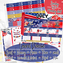 Load image into Gallery viewer, July Freedom -for Laurel Denise Planner stickers -Scout/Portrait, Anne/Vertical, Nancy/Horizontal, Rose/Project &amp; Mini