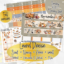 Load image into Gallery viewer, New Release November Thankful Hearts FOIL -for Laurel Denise Planner stickers -Scout/Portrait, Anne/Vertical, Nancy/Horizontal, Small/Mini