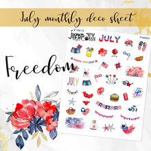 Load image into Gallery viewer, July Freedom Deco sheet - planner stickers          (S-109-73)