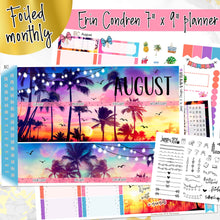 Load image into Gallery viewer, New Release August Sunset in Paradise FOILED monthly - Erin Condren Vertical Horizontal 7"x9"