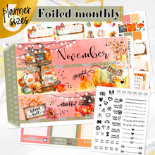Load image into Gallery viewer, November Thanksgiving Bliss &#39;24 FOILED monthly - Erin Condren Vertical Horizontal 7&quot;x9&quot;, Happy Planner Classic, Mini &amp; Big