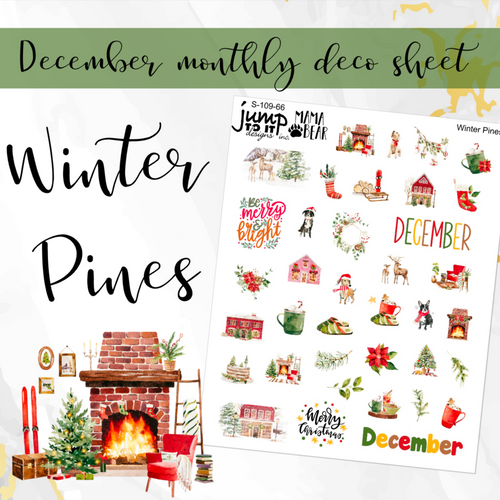 New Release December Winter Pines Deco sheet - planner stickers          (S-109-66)