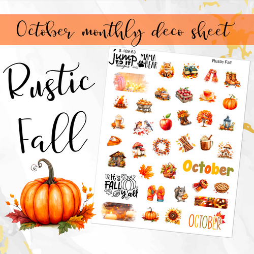 October Rustic  Deco sheet - planner stickers          (S-109-63)