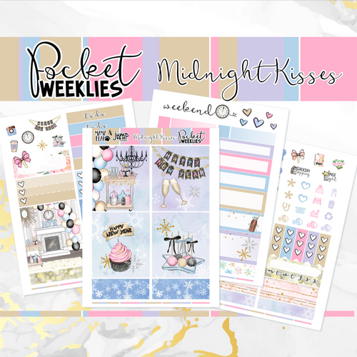 Midnight Kisses NYE - POCKET Mini Weekly Kit Planner stickers