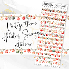 Load image into Gallery viewer, Vintage themed Holiday Christmas Swags sheet - planner stickers          (T-250-7)
