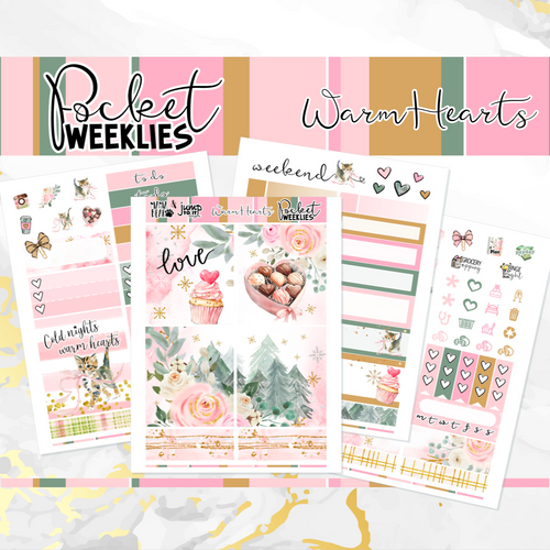 New Release February Warm Hearts - POCKET Mini Weekly Kit Planner stickers