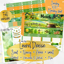 Load image into Gallery viewer, New Release March Lucky Charm FOIL -for Laurel Denise Planner stickers -Scout/Portrait, Anne/Vertical, Nancy/Horizontal, Small/Mini