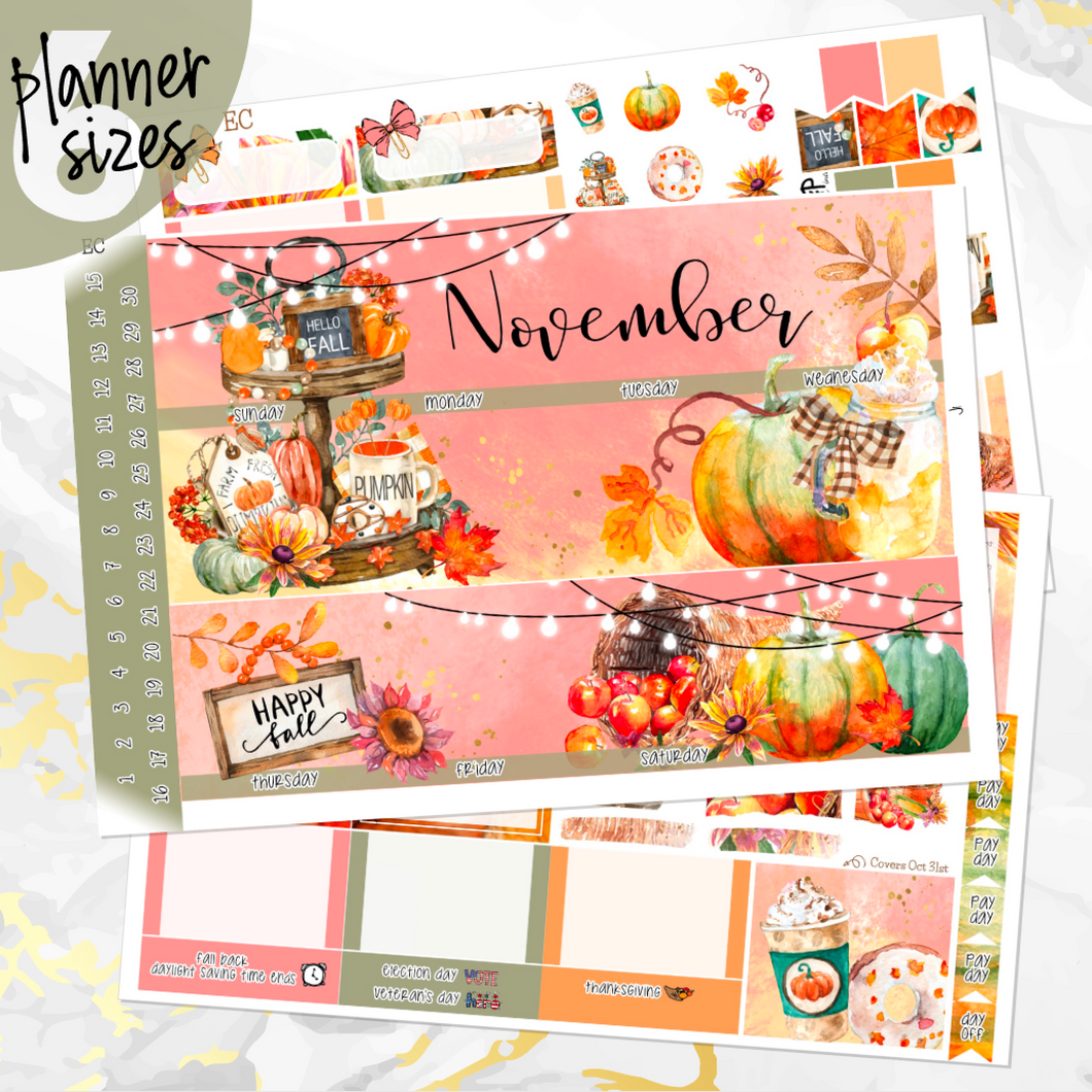 November Thanksgiving Bliss '24 monthly - Erin Condren Vertical Horizontal 7