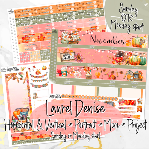 November Thanksgiving Bliss -for Laurel Denise Planner stickers - Portrait, Mini, Vertical, Horizontal & Project