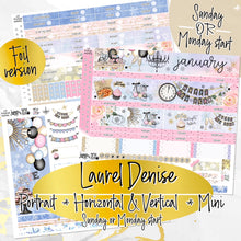 Load image into Gallery viewer, January Midnight Kisses NYE FOIL -for Laurel Denise Planner stickers - Portrait, Mini, Vertical, Horizontal &amp; Project