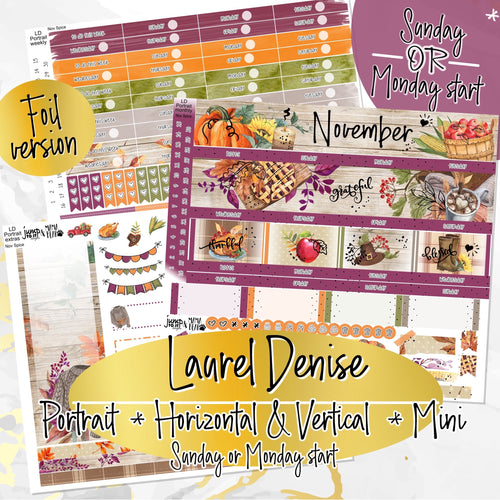 November Spice FOIL -for Laurel Denise Planner stickers - Portrait, Mini, Vertical, Horizontal & Project