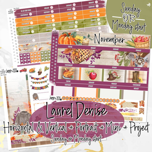 November Spice -for Laurel Denise Planner stickers - Portrait, Mini, Vertical, Horizontal & Project