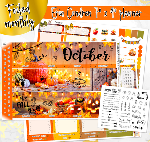October Rustic  FOILED monthly - Erin Condren Vertical Horizontal 7
